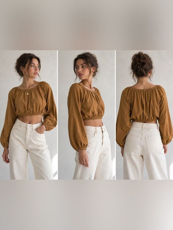 HYFVE Tops - Hyfve Balloon Sleeve Off Shoulder Top - Caramel Size M